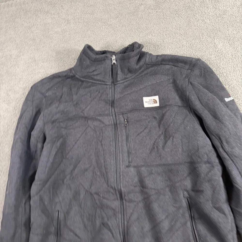 The North Face Mens Full Zip Sherpa Lined Ribbed Fleece Jacket Charcoal Grey L